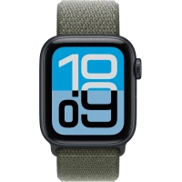 Apple Watch SE 3, GPS + Cellular, 40mm, Midnight Aluminum Case with Forest Sport Loop