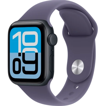 Apple Watch SE 3, GPS + Cellular, 40mm, Midnight Aluminum Case with Purple Fog Sport Band - M/L