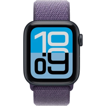 Apple Watch SE 3, GPS + Cellular, 40mm, Midnight Aluminum Case with Purple Fog Sport Loop