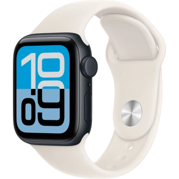Apple Watch SE 3, GPS + Cellular, 40mm, Midnight Aluminum Case with Starlight Sport Band - M/L