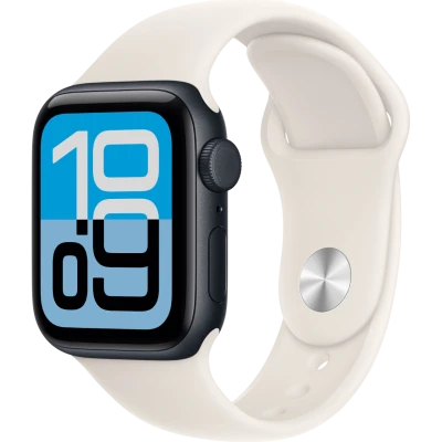 Apple Watch SE 3, GPS + Cellular, 40mm, Midnight Aluminum Case with Starlight Sport Band - M/L