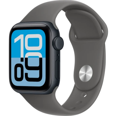Apple Watch SE 3, GPS + Cellular, 40mm, Midnight Aluminum Case with Stone Gray Sport Band - M/L