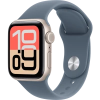 Apple Watch SE 3, GPS+Cellular, 40mm, Starlight Aluminum Case with Anchor Blue Sport Band - S/M