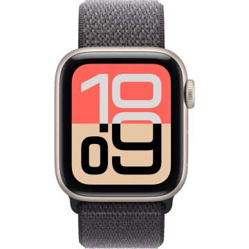 Apple Watch SE 3, GPS + Cellular, 40mm, Starlight Aluminum Case with Dark Gray Sport Loop