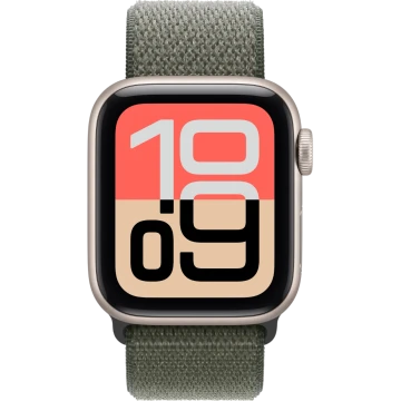 Apple Watch SE 3, GPS + Cellular, 40mm, Starlight Aluminum Case with Forest Sport Loop