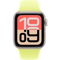 Apple Watch SE 3, GPS+Cellular, 40mm, Starlight Aluminum Case with Neon Yellow Sport Band - S/M