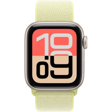 Apple Watch SE 3, GPS + Cellular, 40mm, Starlight Aluminum Case with Neon Yellow Sport Loop