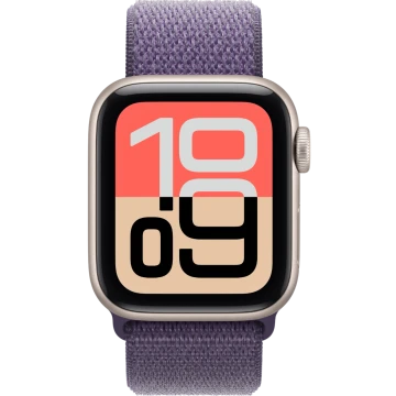 Apple Watch SE 3, GPS + Cellular, 40mm, Starlight Aluminum Case with Purple Fog Sport Loop