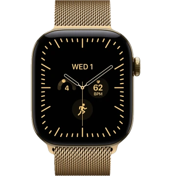  Apple Watch Series 12, 42mm, Radiant Gold Titanium Case with Radiant Gold Milanese Loop (MJNK4)