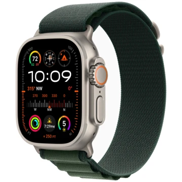 Apple Watch Ultra 2 (2024) GPS + Cellular, 49 мм, корпус из бежевого титана, ремешок Alpine тёмно-зелёного цвета, L