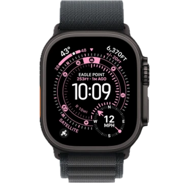 Apple Watch Ultra 3, 49mm, Black Titanium, Alpine Loop, Black - L