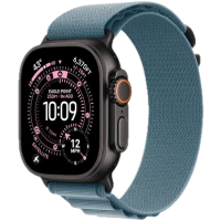 Apple Watch Ultra 3, 49mm, Black Titanium, Alpine Loop, Light Blue - M