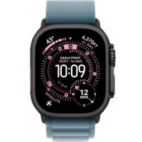 Apple Watch Ultra 3, 49mm, Black Titanium, Alpine Loop, Light Blue - M