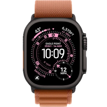Apple Watch Ultra 3, 49mm, Black Titanium, Alpine Loop, Terra Cotta - L