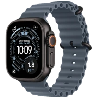 Apple Watch Ultra 3, 49mm, Black Titanium, Ocean Band, Anchor Blue