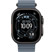 Apple Watch Ultra 3, 49mm, Black Titanium, Ocean Band, Anchor Blue