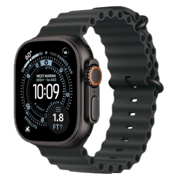 Apple Watch Ultra 3, 49mm, Black Titanium, Ocean Band, Black