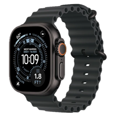 Apple Watch Ultra 3, 49mm, Black Titanium, Ocean Band, Black