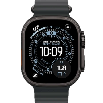 Apple Watch Ultra 3, 49mm, Black Titanium, Ocean Band, Black