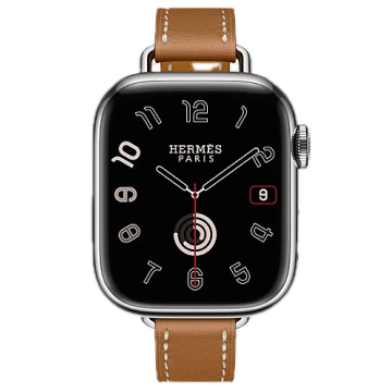 Apple Watch Hermes Series 10 42mm, Silver Titanium, Attelage Single Tour, Gold