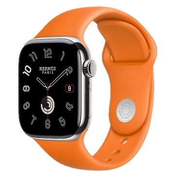 Apple Watch Hermes Series 10 46mm, Silver Titanium, Sport Band, M/L, Orange