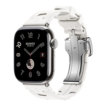 Apple Watch Hermes 11, 42mm, Silver, Kilim Single Tour Deployment Buckle, Blanc 