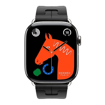 Apple Watch Hermes 11, 42mm, Silver, Kilim Single Tour Deployment Buckle, Noir