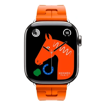 Apple Watch Hermes 11, 42mm, Silver, Kilim Single Tour Deployment Buckle, Orange