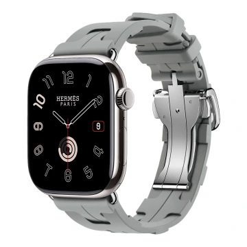Apple Watch Hermes 11, 46mm, Silver, Kilim Single Tour Deployment Buckle, Gris 