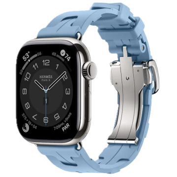 Apple Watch Hermes 11, 42mm, Silver, Kilim Single Tour Deployment Buckle, Bleu Pastel