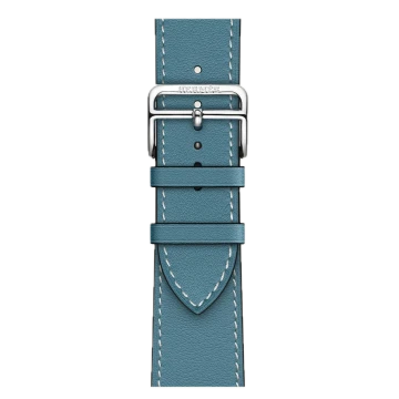 Apple Watch Hermes Series 10 46mm, Silver Titanium, Swift Leather Single Tour, Bleu Jean
